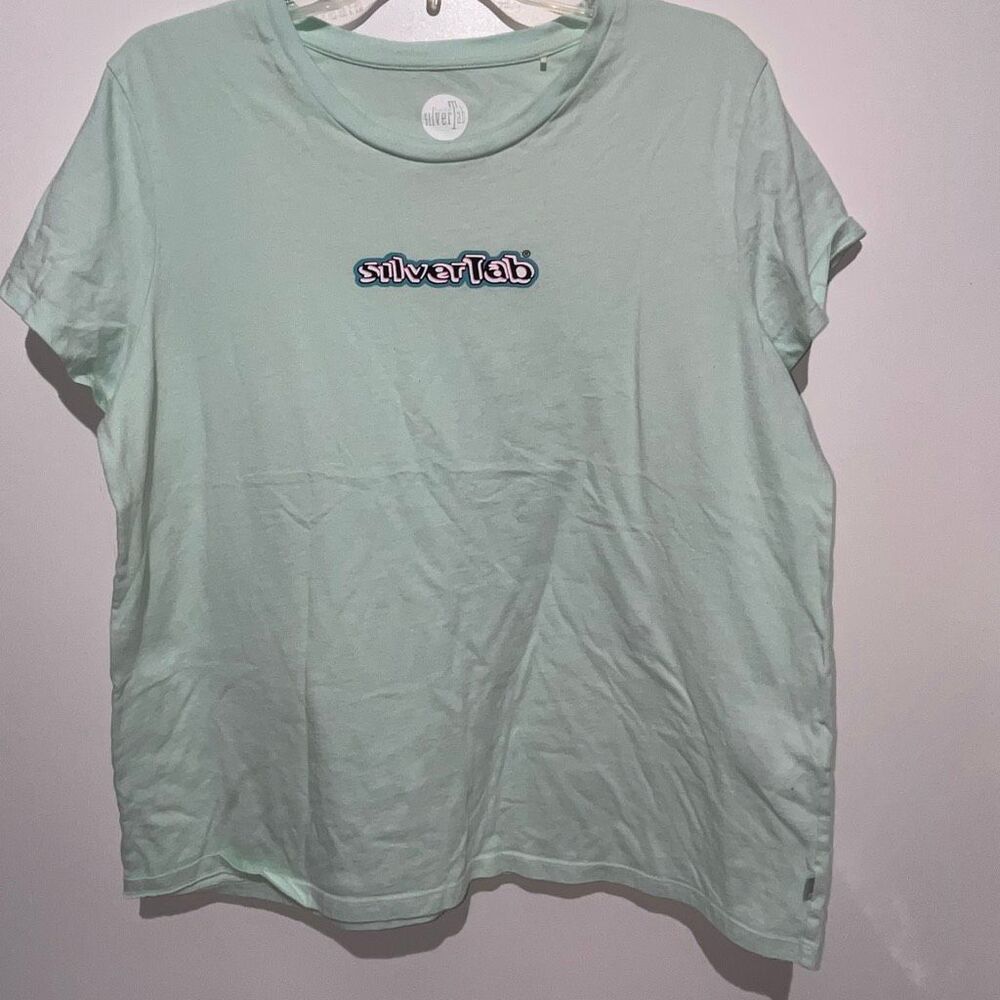 Levi's Silver Tab Women's Green Crew Neck Short Sleeve‎ Graphic T-Shirt Size XL